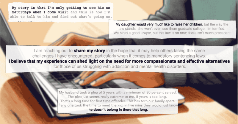 FAMMFoundation's tweet photo. We are always looking for stories that illustrate how bad sentencing laws and policies affect communities. Sharing your stories can help lawmakers understand issues better. If we use your story, we will always contact you first. To send us your story, click below.

#FAMMstories🧡