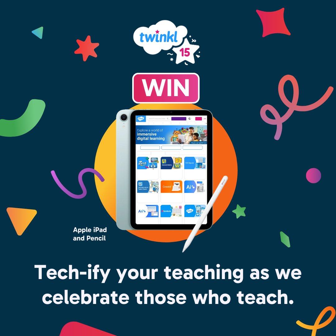 WIN an iPad and Apple Pencil in our 15th anniversary giveaway!

To celebrate turning 15, we’re celebrating those who teach and championing digital learning by giving you the chance to win an iPad and Apple Pencil.

Enter here twinkl.co.uk/l/158kjg