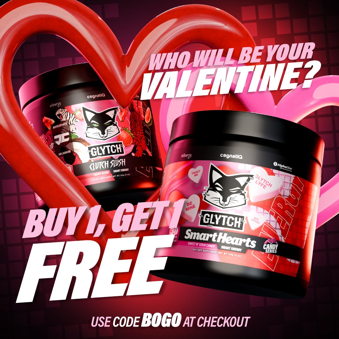GLYTCHEnergy's tweet image. Choose your player 2 this Valentine's Day! 💕

Fuel your late-night raids, co-op adventures, and epic wins together with code

'BOGO' 💘

No jitters, no crash, no sugar – just pure gaming power for two!
GLYTCHEnergy.com ❤️‍🔥