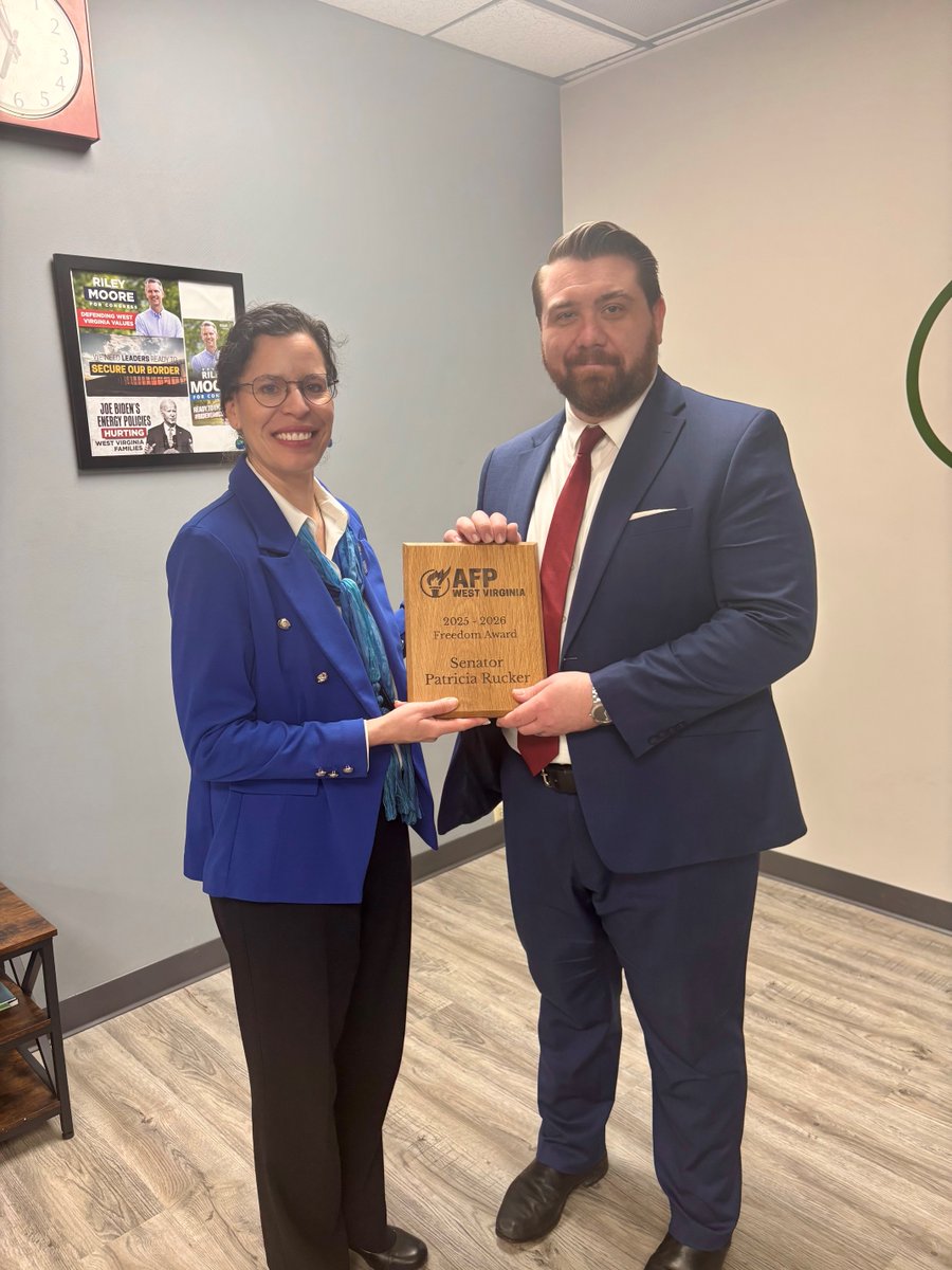 AFPWV's tweet photo. BIG thanks to everyone who stopped by our new office! It was an honor to recognize Senator Patricia Rucker as our 2025 Freedom Award recipient. You can count on the 2025 Legislative Session bringing more freedom and opportunity to the Mountain State! https://t.co/H6AlHmoULF