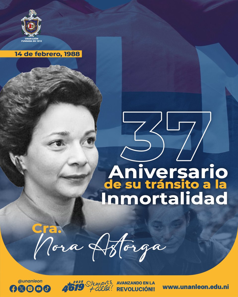 Nora Astorga se convirtió en símbolo del Frente Sandinista de Liberación Nacional, vive en la memoria del pueblo nicaragüense, murió en Managua, el 14 de febrero de 1988 a los 38 años de edad producto de un cáncer de mama, declara Heroína Nacional, ejemplo de la feminidad al