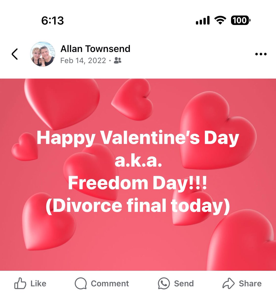 Three years ago, I reclaimed Valentine’s Day as Freedom Day—the day I finalized my divorce. But this year, things are different. This year, I have her. ❤️
Read about my journey from letting go to finding real love:
🔗 allantowns.com/2025/02/14/val…
#ValentinesDay #Love #NewBeginnings