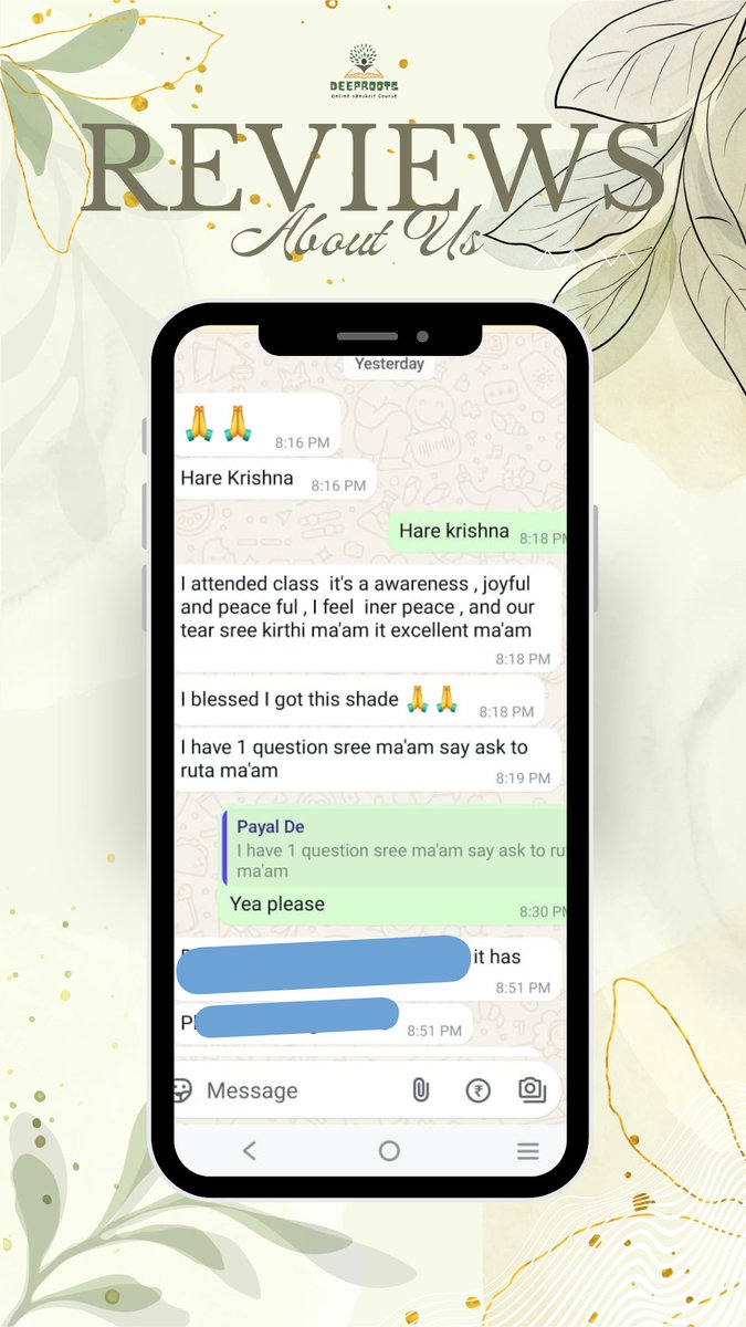 onlineshloka's tweet image. Your kind words keep us going! 🌿✨
Grateful for the love and positivity shared by our students. 💛📿
Join us in the journey of inner peace and spiritual growth! 🧘‍♀️🕉️
#DeepRoots #ShlokaClasses #StudentLove #Gratitude #FridayMotivation