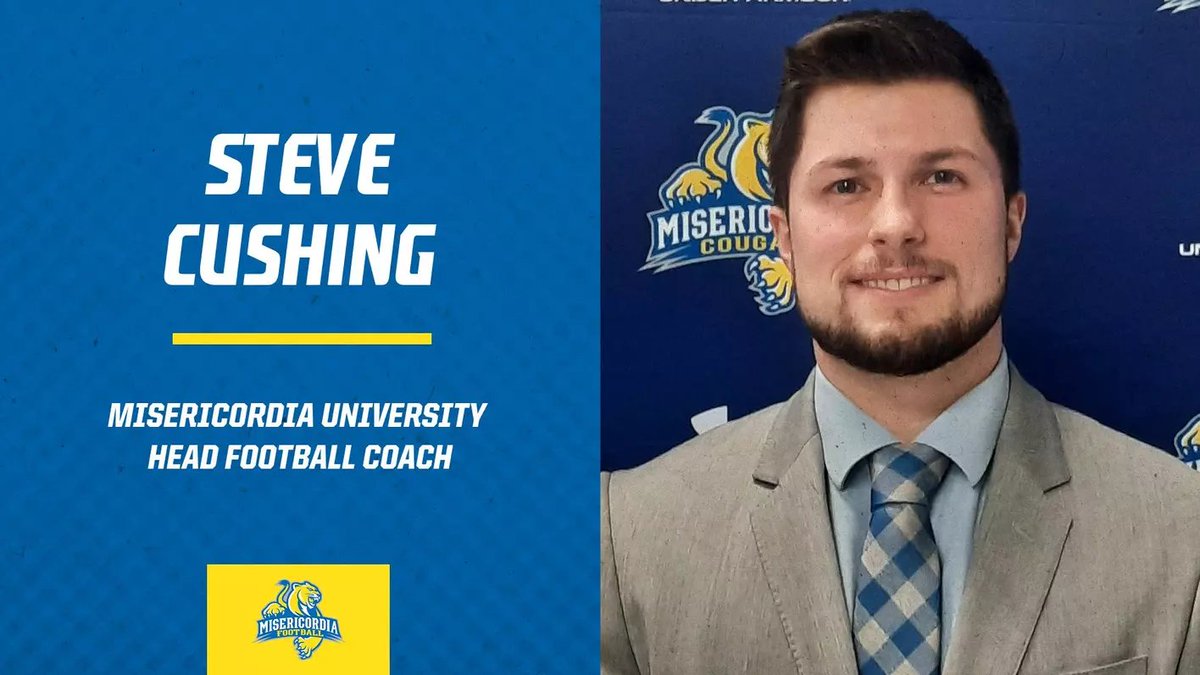 Misericordia University Football (@mucougarsfb) on Twitter photo We got our guy! We are so excited to announce your NEW Head Football Coach <a href="/_CoachCushing/">Steve Cushing</a>
National Champion🏆 Homecoming Hero🏡 and PROUD Cougar Football Alumni!!!
athletics.misericordia.edu/news/2025/2/14… We got our guy! We are so excited to announce your NEW Head Football Coach <a href="/_CoachCushing/">Steve Cushing</a>
National Champion🏆 Homecoming Hero🏡 and PROUD Cougar Football Alumni!!!
athletics.misericordia.edu/news/2025/2/14…