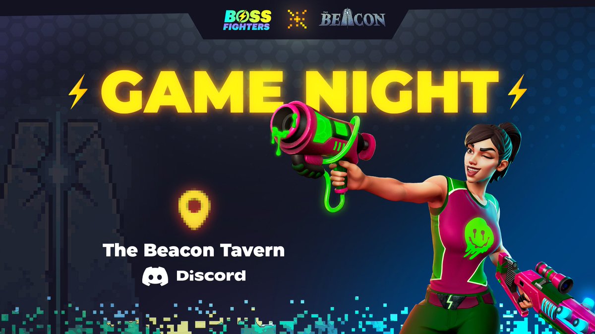 🔥 BOSS FIGHTERS x <a href="/The_Beacon_GG/">The Beacon</a>  Game Night! 🎮

Join the action TONIGHT and win Blitz Weapons &amp; Surge Boss skins! 💥

📅 Feb 14 | 21:00 UTC
📍 The Beacon Tavern