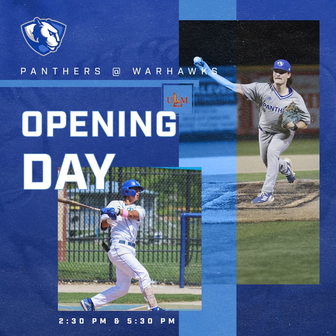 Opening day is here for the Panthers as we take on the Warhawks of Louisiana Monroe for a double header to kick off the season!

🆚 : Louisiana-Monroe
🕐 : 2:00 PM CT | 5:30 PM CT
📊 : bit.ly/4aVMVRv
📻 : kmlb.com

#RollThers