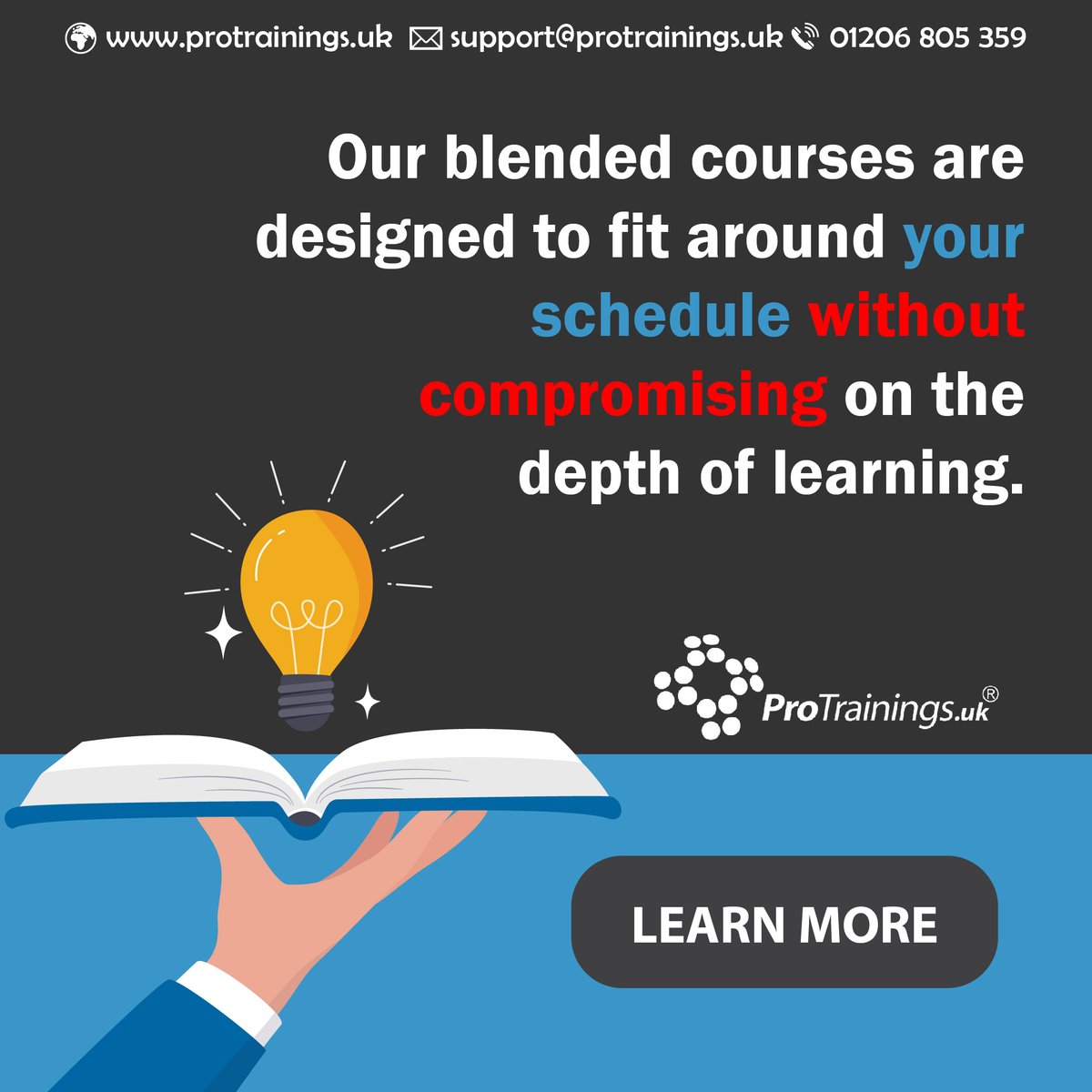ProTrainingsUK's tweet image. Blended training with ProTrainings combines online flexibility with practical, hands-on sessions—giving you the best of both worlds. Want to know more? Read our blog post here: 🔗 protrainings.uk/blog/blended-t…

#BlendedTraining #LearnAnywhere #ProTrainings #TrainingMadeEasy