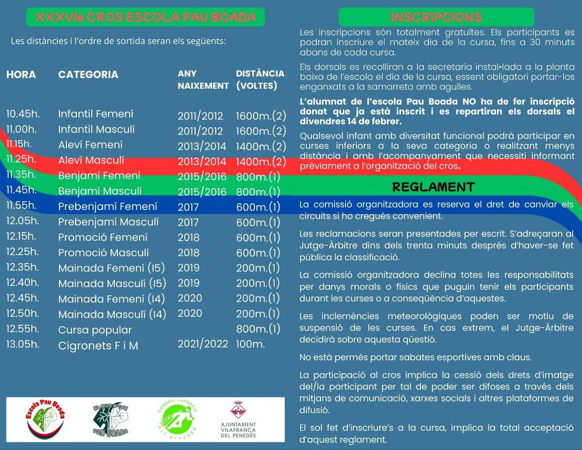 Escola Pau Boada (@escolapauboada) on Twitter photo Us esperem el proper diumenge 16 al nostre XXXVIè Cros. No hi falteu! #Vilafranca <a href="/VilafrancaAj/">Ajuntament de Vilafranca del Penedès</a> <a href="/CEAltPenedes/">CE Alt Penedès</a> Us esperem el proper diumenge 16 al nostre XXXVIè Cros. No hi falteu! #Vilafranca <a href="/VilafrancaAj/">Ajuntament de Vilafranca del Penedès</a> <a href="/CEAltPenedes/">CE Alt Penedès</a>