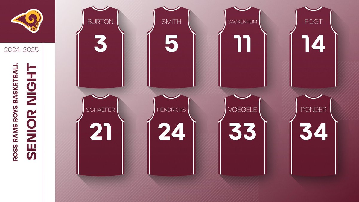Please come out and support our eight amazing seniors on their Senior Night! This is a very special group and what they have done for our program is hard to put into words! They deserve to be sent off the right way with their final game at home! Love you guys!!!

#RossBasketball