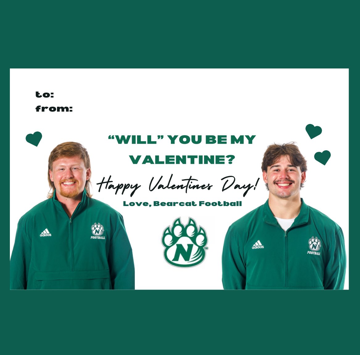 Incase you need some last minute Valentine’s Day cards, we’ve got you covered! 😉💚 #oabaab #Valentinesday2025 #BearcatFootball