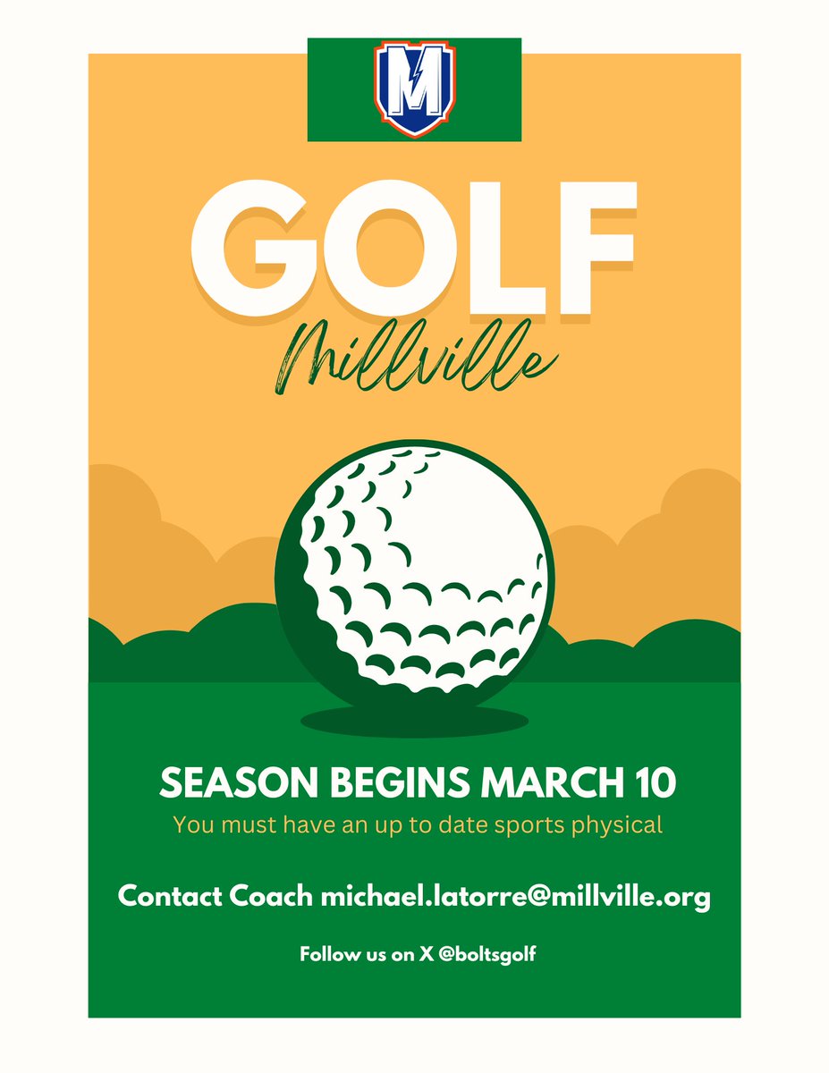 Spring golf season is less than a month away. High school golf at Millville is co-ed. <a href="/MillvilleHS/">Millville HS</a> <a href="/CCTECNJ/">CCTEC</a> 🏌‍♂️🏌‍♀️⚡️⛳️