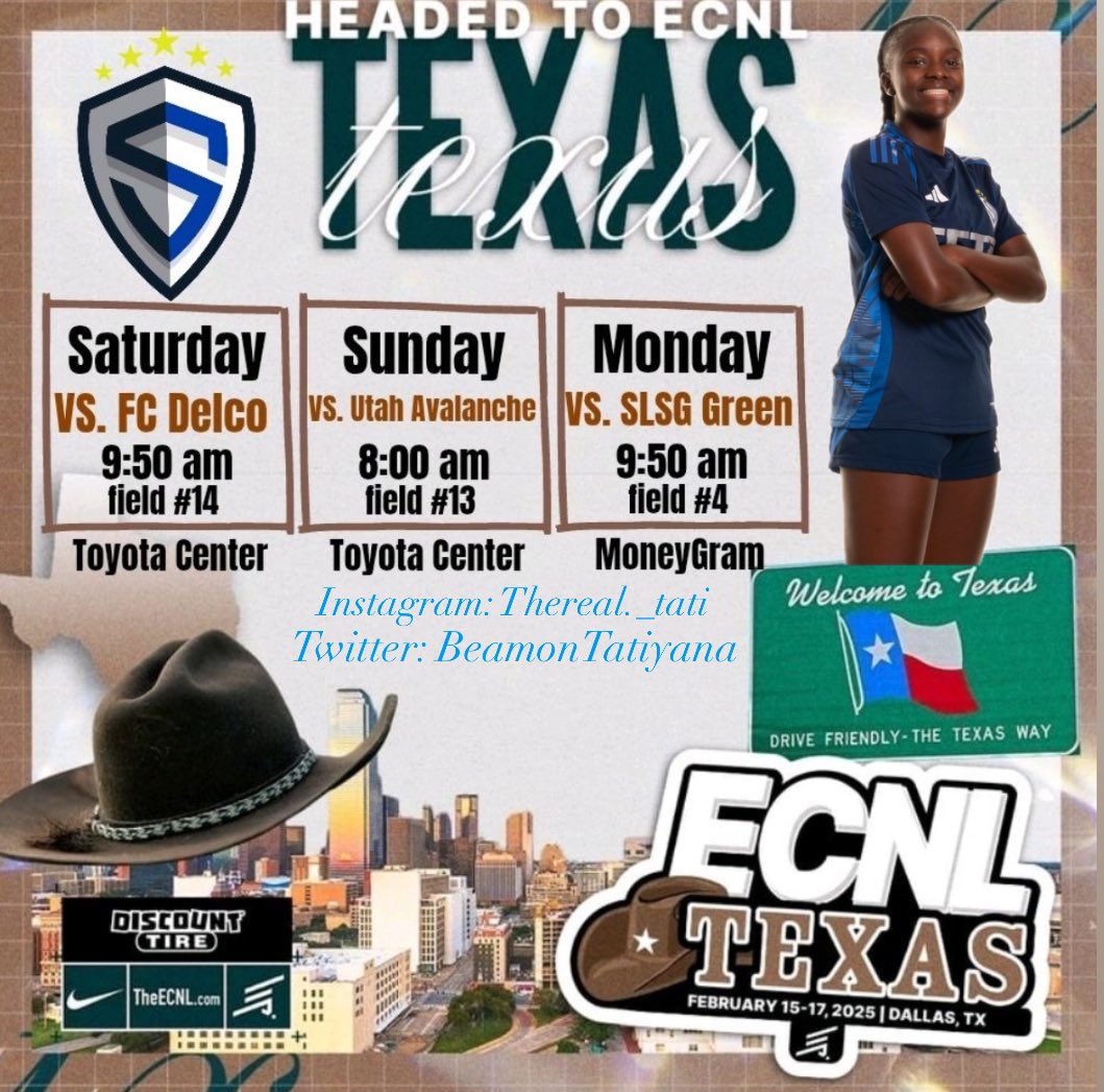Tatiyana Beamon (@beamontatiyana) on Twitter photo We are staying home in Texas for the 3rd ECNL showcase of this season. Come support!!! <a href="/AuburnSoccer/">Auburn Soccer</a> <a href="/cycloneSCR/">Iowa State Soccer</a> <a href="/TCUSoccer/">TCU Soccer</a> <a href="/StingBlkECNL09/">Sting Black ECNL 09G</a> <a href="/CoachOrford/">Mike Orford</a> <a href="/adamflynnAF/">Adam Flynn</a> <a href="/StingSoccerClub/">Sting Soccer Club</a> We are staying home in Texas for the 3rd ECNL showcase of this season. Come support!!! <a href="/AuburnSoccer/">Auburn Soccer</a> <a href="/cycloneSCR/">Iowa State Soccer</a> <a href="/TCUSoccer/">TCU Soccer</a> <a href="/StingBlkECNL09/">Sting Black ECNL 09G</a> <a href="/CoachOrford/">Mike Orford</a> <a href="/adamflynnAF/">Adam Flynn</a> <a href="/StingSoccerClub/">Sting Soccer Club</a>