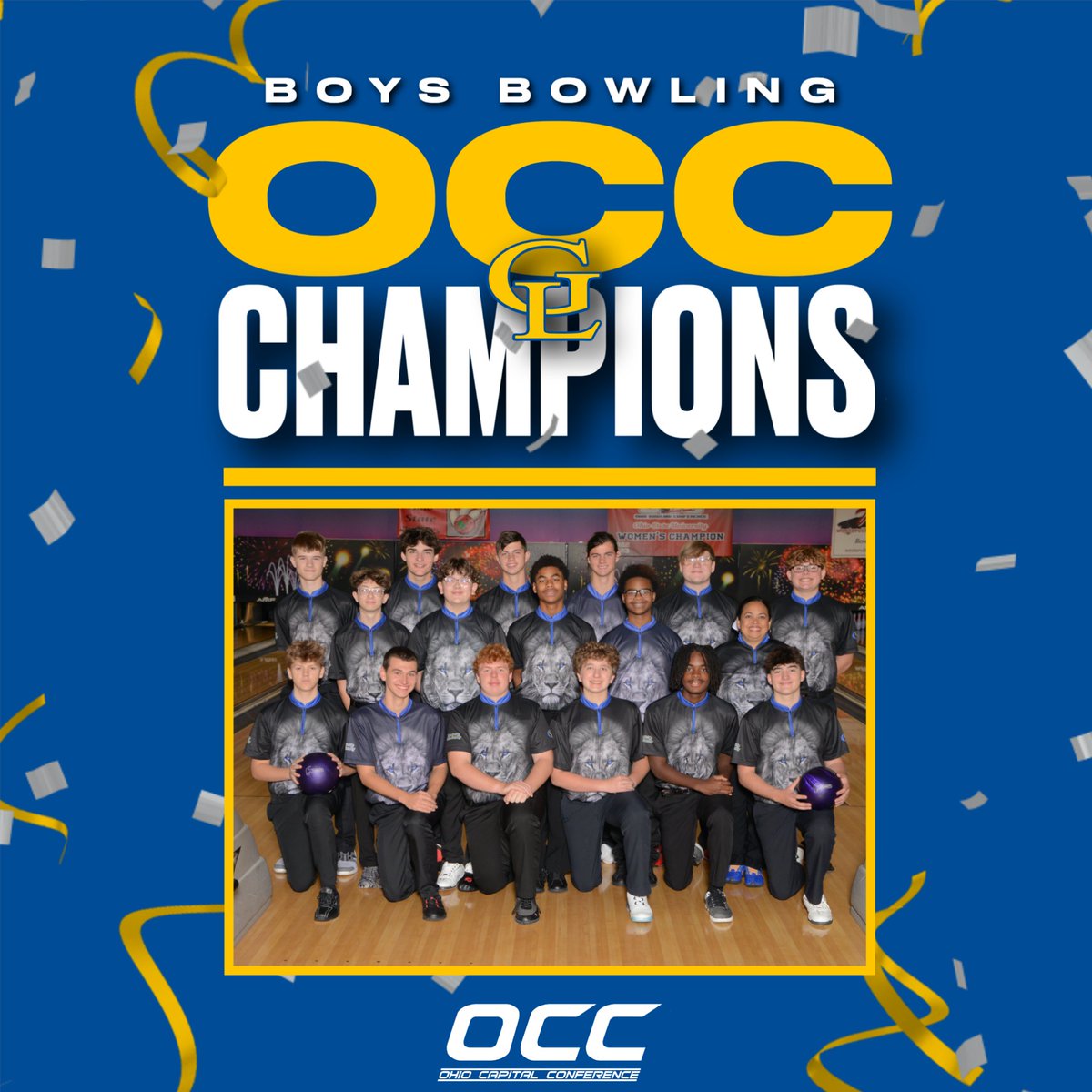 🎳🏆 Congratulations to the Lions Boys Bowling team who secured the 2025 OCC Championship! Great job Lions! Lions will compete in the OHSAA Sectional Tournament on 2/22 @ HP Lanes. #GoLions 🦁🎳