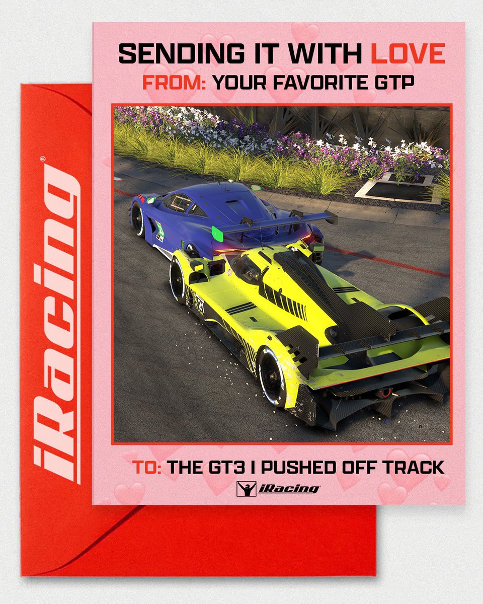 iRacing's tweet photo. If you’re going to send it today, send it with love! 💕 

Happy Valentine’s Day, iRacers! https://t.co/6aKzNYBguY