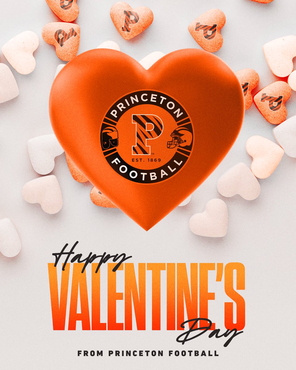 PrincetonFTBL's tweet photo. Happy Valentine’s Day from Princeton Football! 🧡 

#JUICE🍊🥤 https://t.co/l5M8NycIz9