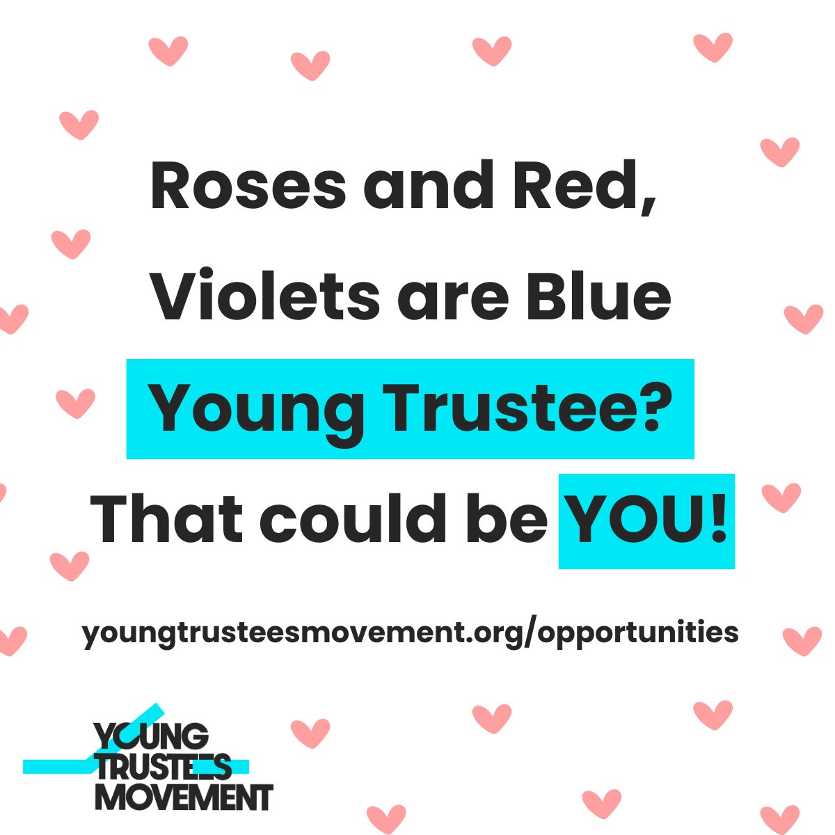 Looking for something different this Valentine's Day? 👀

Well, we've got trustee opportunities for you!? 🩵

youngtrusteesmovement.org/opportunities