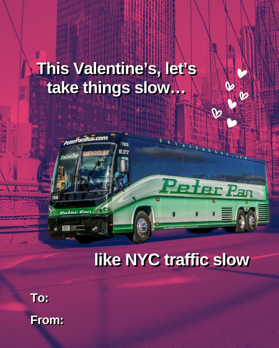 💖 Got a Valentine on board? Let’s take this love express—no stops, no delays! 🚍💕
.
Tag your Valentine (or your favorite seatmate!) and let them know where you’d take them next. 💘 #RideWithLove #ValentinesDay #PeterPanBus #BusLove