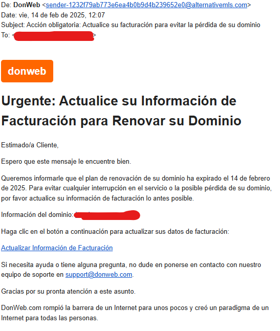 mikeleblank's tweet photo. Cuidado @DonWebOficial @DonWebBlog 
Les estan enviando a las cuentas hosteadas en sus servidores este emial con el link https://t.co/iJQ7I40n9I que redirigue a una web clonada. 

Este correo llego a una cuenta workspace incluso sin ningun tipo de bloqueo por spam

@SeguInfo https://t.co/C7EbvTO0dj