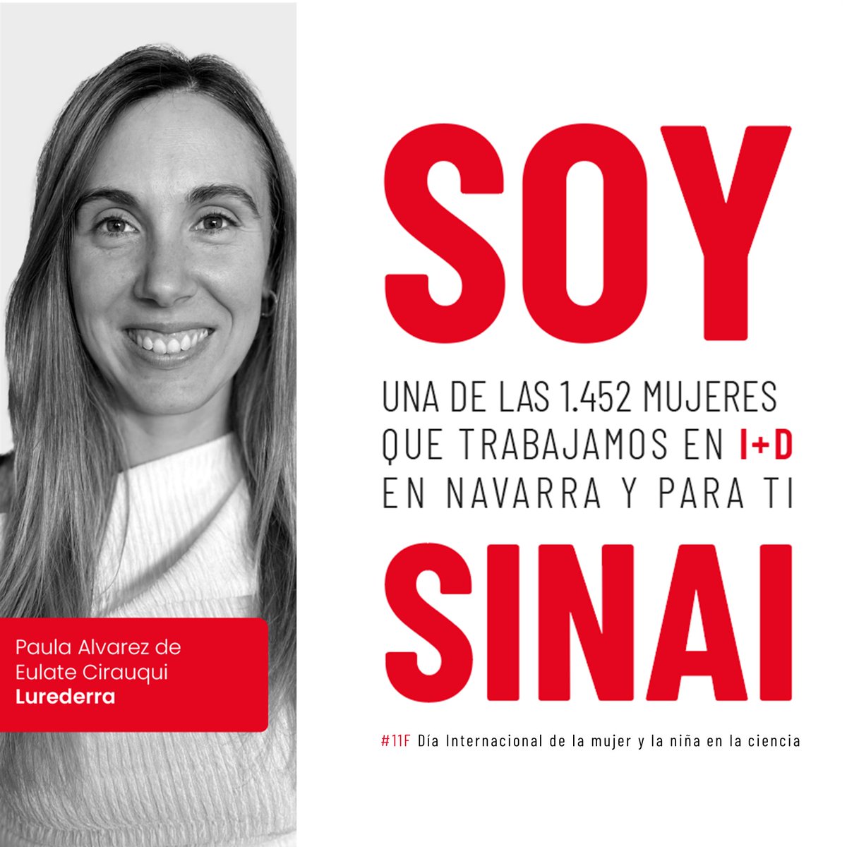 #SoyMUJER 🔴 

Paula Álvarez de Eulate <a href="/LUREDERRA/">Centro Tecnológico Lurederra</a> es una de las 1.452 mujeres del #SINAI 

El #11F celebramos el Día de la Mujer y la Niña en la Ciencia para reconocer su papel clave en la ciencia y la tecnología👩‍🔬🔬

La #ciencia que se hace en #Navarra👇 
aditech.com/es/conoce-el-s…