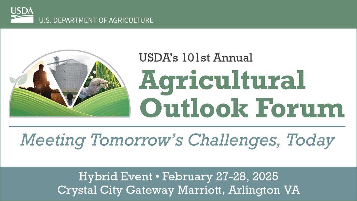 Rural Development (@usdard) on Twitter photo USDA’s 2025 Agricultural Outlook Forum is right around the corner! This is your chance to connect with top professionals in the ag industry, and gain insights into the future of agriculture! Register today for in-person or online attendance: reg.eventmobi.com/USDAOutlookFor… USDA’s 2025 Agricultural Outlook Forum is right around the corner! This is your chance to connect with top professionals in the ag industry, and gain insights into the future of agriculture! Register today for in-person or online attendance: reg.eventmobi.com/USDAOutlookFor…