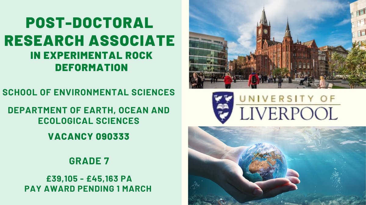 Liverpool University Jobs (@livunijobs) on Twitter photo 🌎The #Rock #Deformation Laboratory is seeking a #PDRA to work on a #NERC funded grant. The project will measure #earthquake size distributions in laboratory #experiments during frictional sliding.
Apply ➡️tinyurl.com/5a3w9uuc
<a href="/LivUni_EnvSci/">University of Liverpool Environmental Sciences</a> <a href="/LivUniEarthSci/">Liverpool Uni Earth Sciences</a> <a href="/LivUniResearch/">Research at University of Liverpool</a> 🌎The #Rock #Deformation Laboratory is seeking a #PDRA to work on a #NERC funded grant. The project will measure #earthquake size distributions in laboratory #experiments during frictional sliding.
Apply ➡️tinyurl.com/5a3w9uuc
<a href="/LivUni_EnvSci/">University of Liverpool Environmental Sciences</a> <a href="/LivUniEarthSci/">Liverpool Uni Earth Sciences</a> <a href="/LivUniResearch/">Research at University of Liverpool</a>