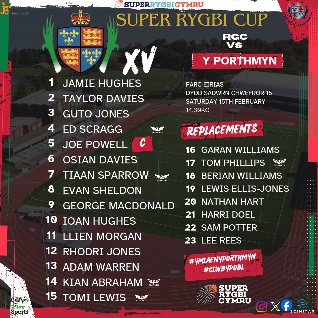 🚨 TEAM ANNOUNCEMENT 🚨

🆚 <a href="/RGCNews/">RGCnews🏉</a>
📅 Saturday/Dydd Sadwrn 
⌚ 14.30KO
📍 Parc Eirias 
🏆 <a href="/SuperRygbiCymru/">Super Rygbi Cymru</a> Cup 🏆
Come support/Dewch cefnogi!

Un Clwb, Un Dre, Un Cymuned 
🔴⚪🟢
#Ymlaenyporthmyn
#Clwbypobl
