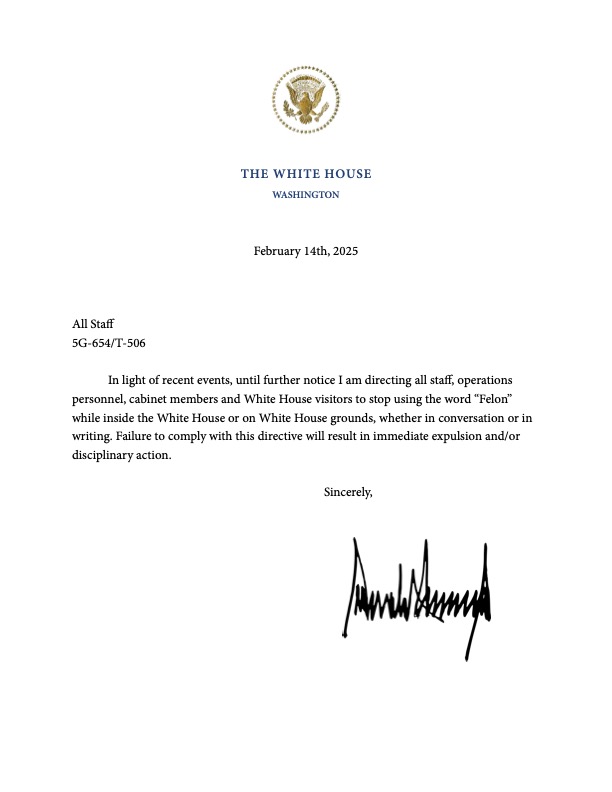 Trump just banned the word Felon. LOL.
