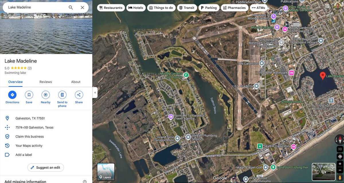 TMOverbeck's tweet image. For all of y'all saying Galveston doesn't have any "lakefront property": Galveston DOES have a few small lakes. Some are man-made, yes, but they do exist.

Signed, a former born-on-the-island resident.