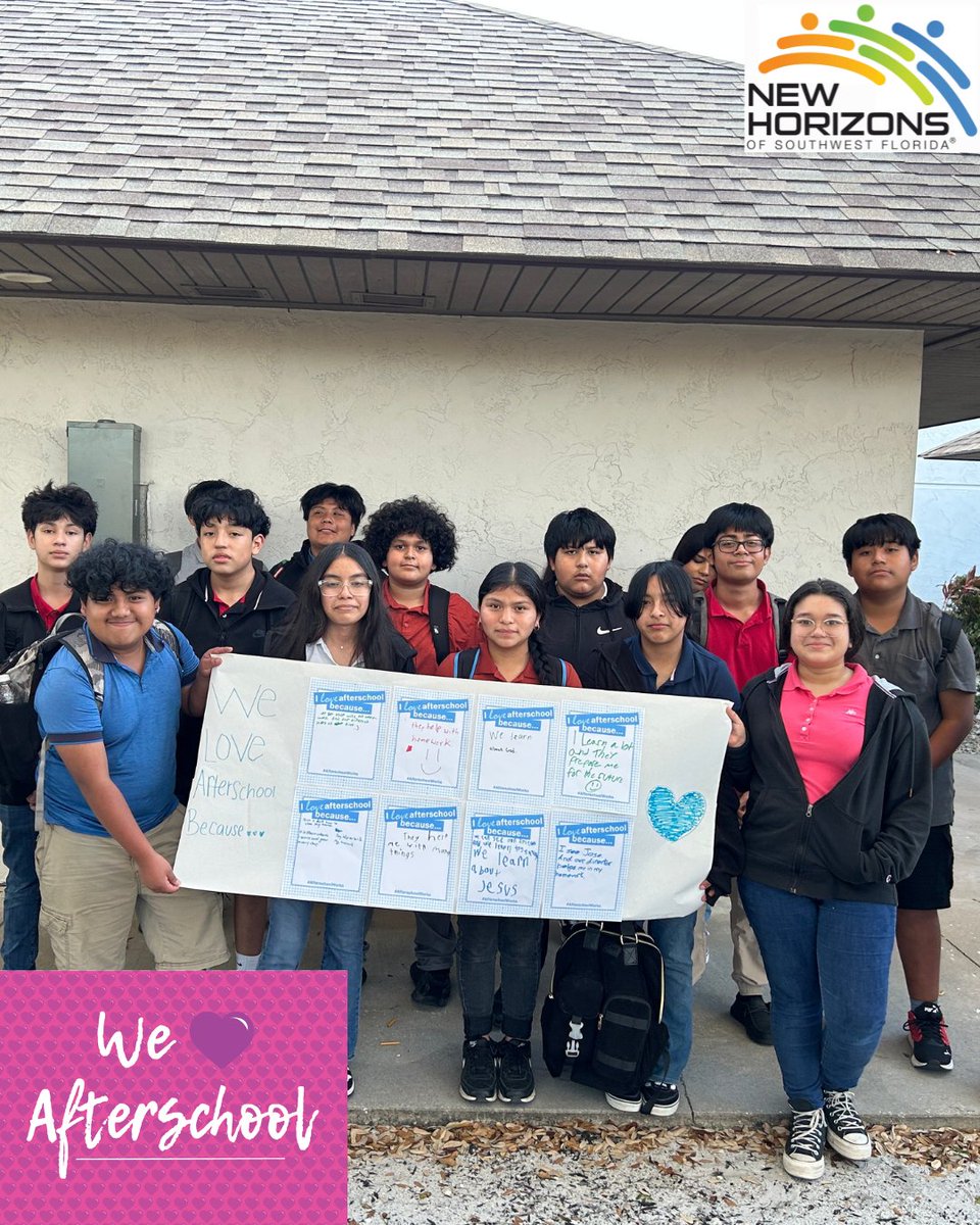 NewHorizonsSWFL's tweet image. Why do we love afterschool? It gives our youth a chance to share their voice! Look at what our students have to say about why they ♥️ afterschool! #IHeartAfterschool @afterschool4all