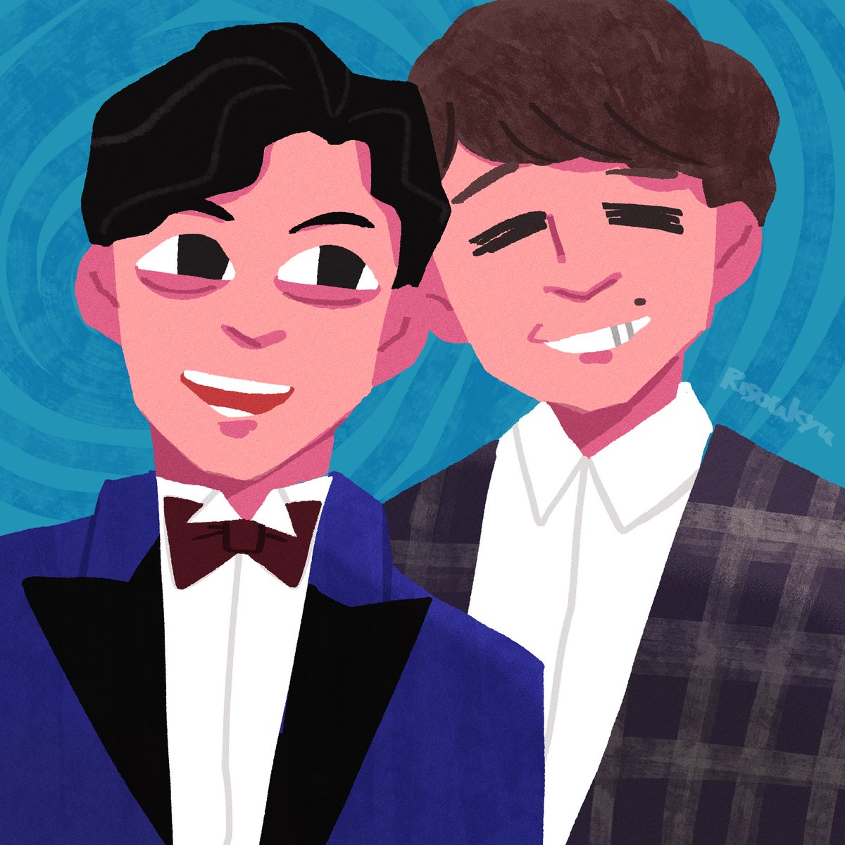risoukyu's tweet image. 2/14滝音結成記念日㊗️🎉
末永くベイビーワード生み出してください！
#滝音 #fanart