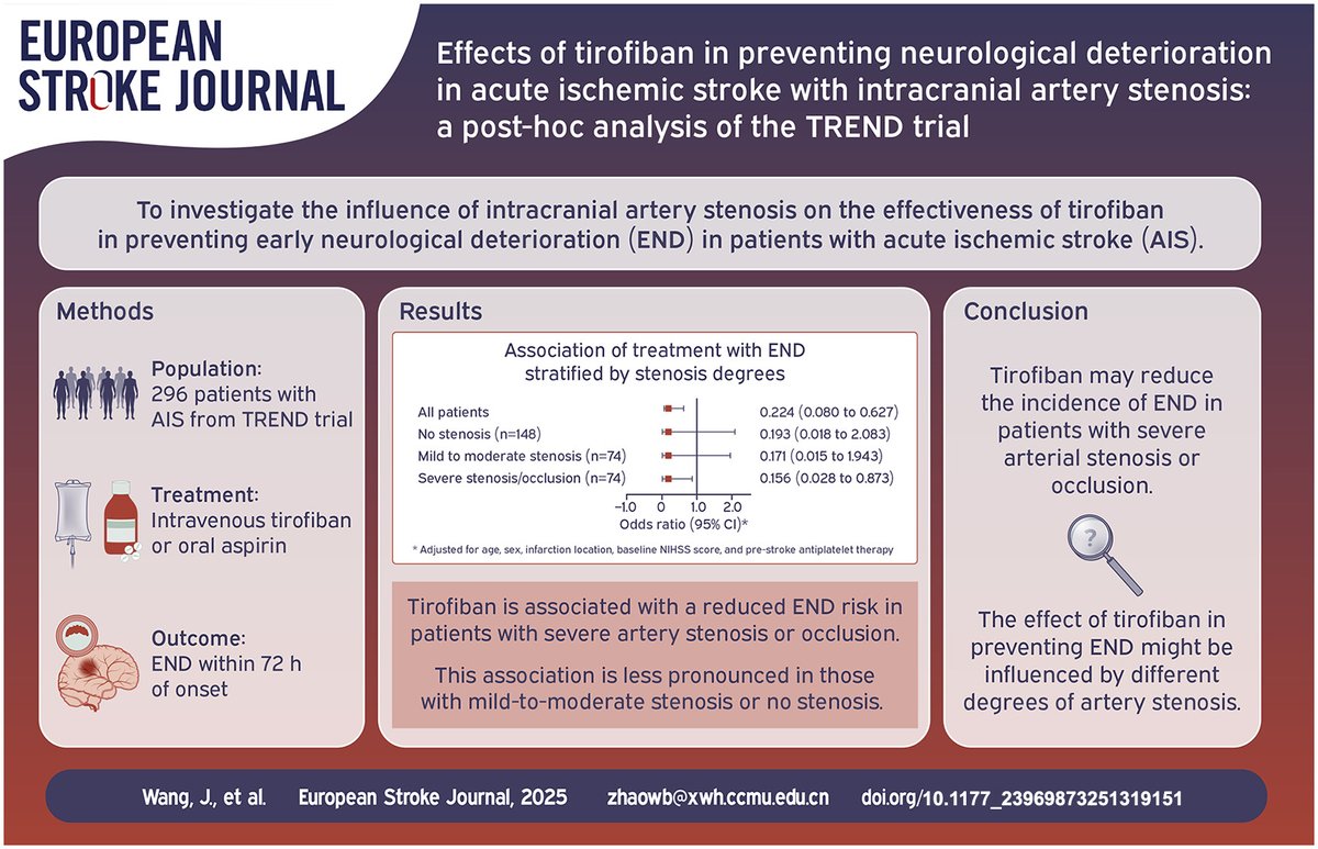 Tirofiban may significantly reduce the incidence of early neurological deterioration in patients with severe arterial stenosis or occlusion.
journals.sagepub.com/eprint/IIC5BDJ…