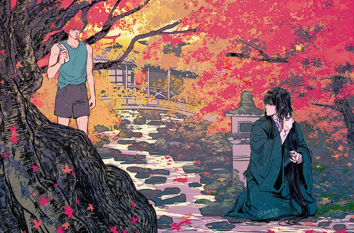 #slamdunk 🦊🌸 #流花 #ruhana #루하나0
之前忘了合志的这张图也解禁了…再来发一下！是合志里一篇文的配图～初中生花道与长发流川枫的相遇💓
美女1就是最好的！！！！
再次祝情人节快乐！🌹🌹