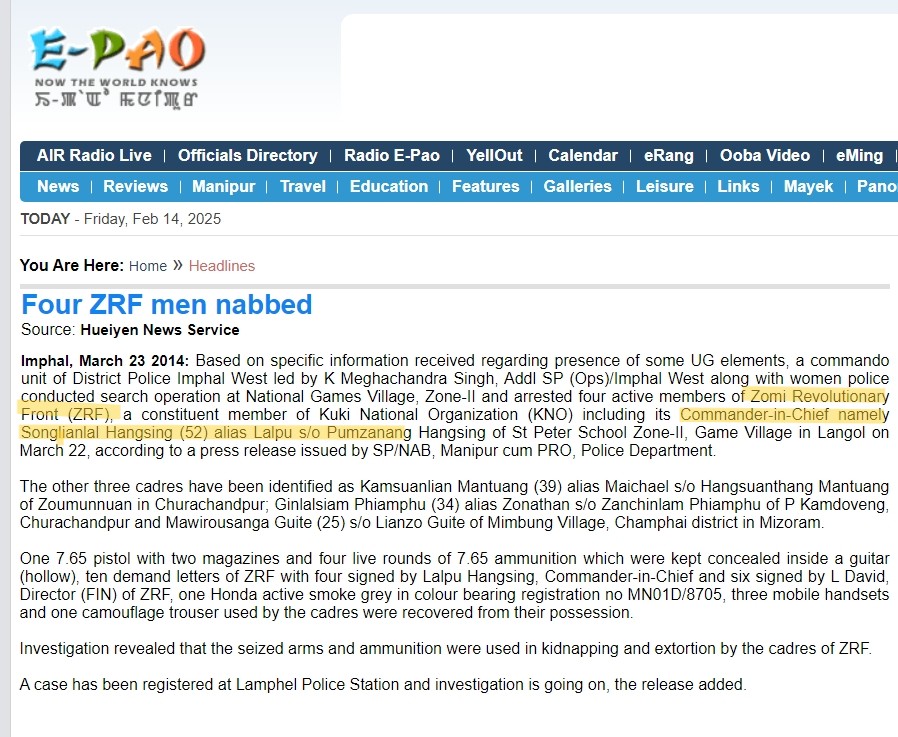 Interesting: Turns out this guy <a href="/SiamPhaipi/">Adv. Siam Phaipi</a>, who's been relentlessly pushing #Kuki propaganda on X, is actually the son of a Kuki Militant.

Songlianlal Hangsing alias Lalpu of St Peter School Zone-II, Game Village in Langol.

Commander-in-Chief of Zomi Revolutionary Front , 
a