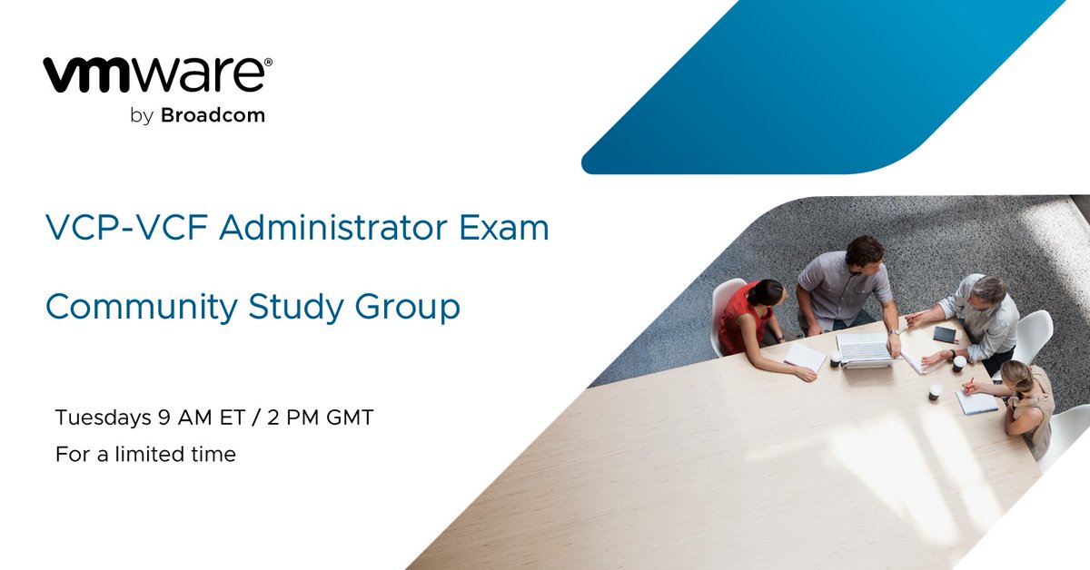 VMware (@vmware) on Twitter photo 📢 Preparing for the VMware Certified Professional – VMware Cloud Foundation Administrator Exam?
Our new <a href="/vmwarecode/">VMware {code}</a> community-led study group can help! All are welcome to join for peer-driven insights and support. More at brcm.tech/4hzhOxB 📢 Preparing for the VMware Certified Professional – VMware Cloud Foundation Administrator Exam?
Our new <a href="/vmwarecode/">VMware {code}</a> community-led study group can help! All are welcome to join for peer-driven insights and support. More at brcm.tech/4hzhOxB