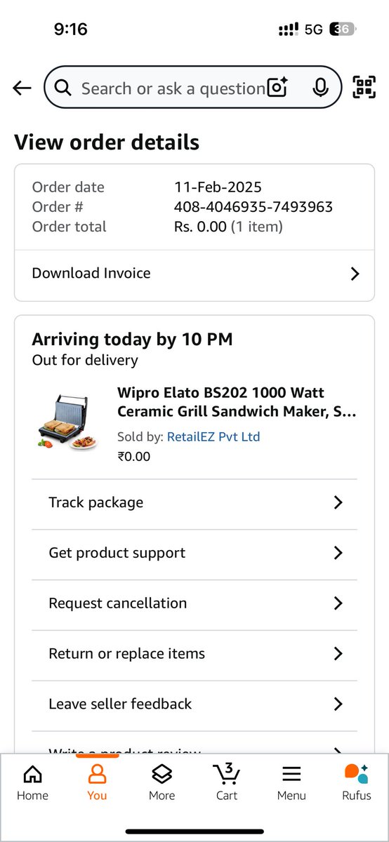 siva__reddy's tweet photo. Requesting support for the Return / Refund for the faulty product delivery. I have raised the complaint on 11th Feb and it shows replacement by next day itself but failed from last 3 days. Everyday it shows out for delivery but never delivered. Pls give me refund @amazonIN https://t.co/EqNpSo87f8