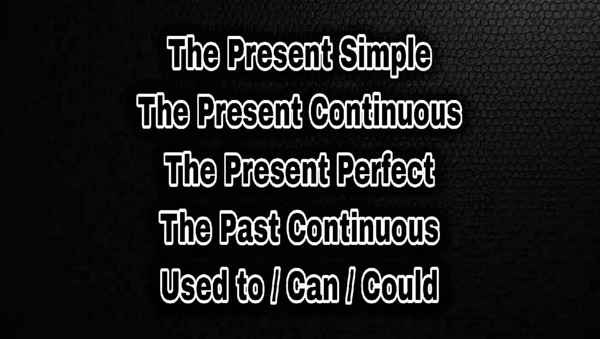 AhmedSamir11269's tweet image. The Present Simple / The Present Continuous / The Present Perfect / The Past Continuous / Used to / Can / Could
#PresentSimple #PresentContinuous #PresentPerfect #PastContinuous #UsedTo #Can 
youtube.com/post/UgkxBV-qP…