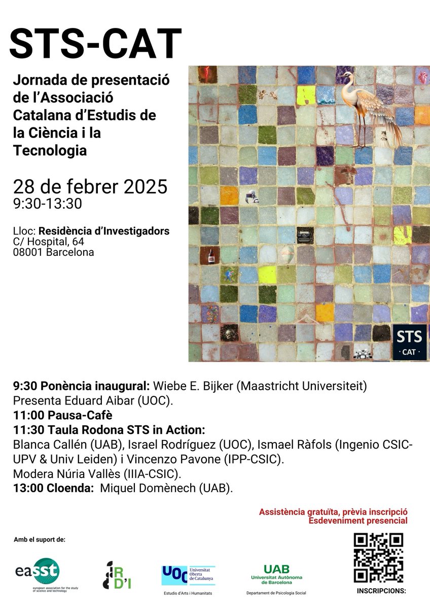 📢 No us perdeu la jornada de presentació de l'Associació Catalana d'Estudis de la Ciència i la Tecnologia <a href="/sts_cat/">STS-CAT</a> 

🗓️ 28 de febrer
🕤 9.30-13.30
📍 Residència d'Investigadors

👇 Inscripcions
forms.gle/TeSTKVwwhVx6da…