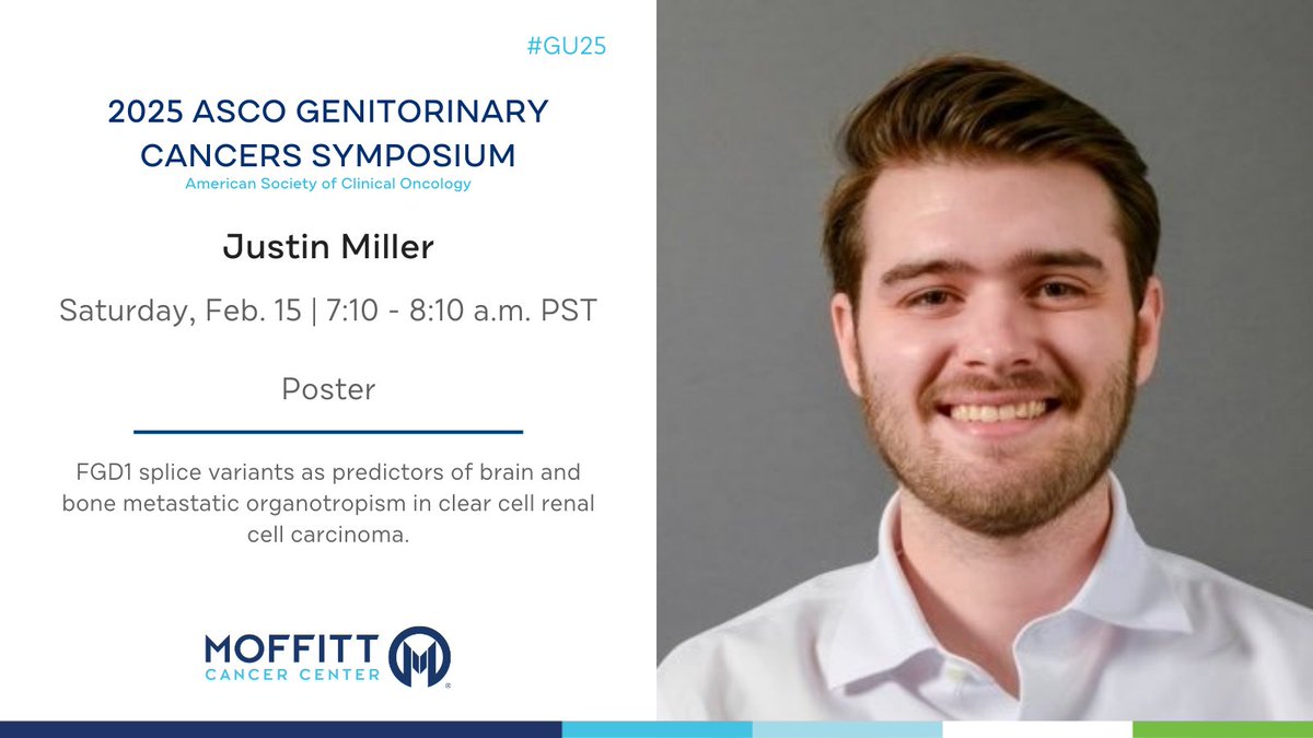Join Justin Miller (<a href="/JMillerMed/">Justin Miller</a>) tomorrow at ASCO #GU25 as he presents FGD1 splice variants as predictors of brain and bone metastatic organotropism in clear cell renal cell carcinoma.

Read more: bit.ly/411Fxzi
<a href="/ASCO/">ASCO</a>