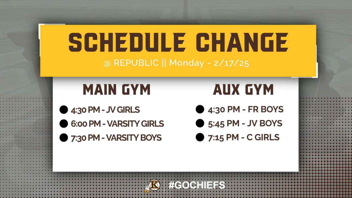 Monday will now be a SUPER NIGHT at Republic. Schedule below #GoChiefs