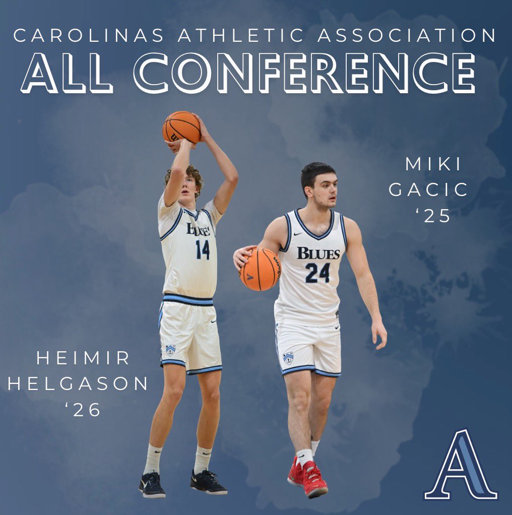 Congratulations to our 2 All-Carolinas Athletic Conference selections in Boys Basketball! 
🔹Heimir Helgason ‘26 &amp; Miki Gacic ‘25🔹

Great work, Heimir and Miki! Hard work pays off! #goblues