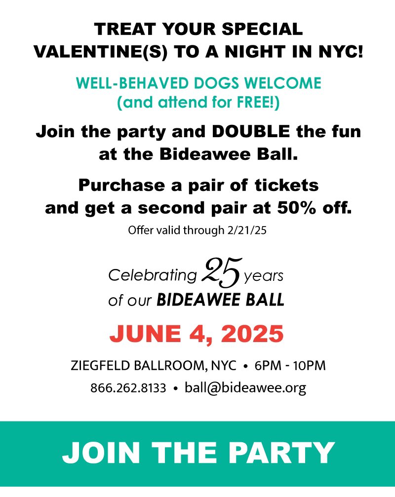 Happy Valentine’s Day! Purchase a pair of tix today to our Bideawee Ball on 6/4 &amp; get a 2nd pair at 50% off. We know you have more than 1 animal lover in your life! Show them a great time &amp; give them a gift that will go the distance for animals in need! ❤️ one.bidpal.net/bideaweeball25…