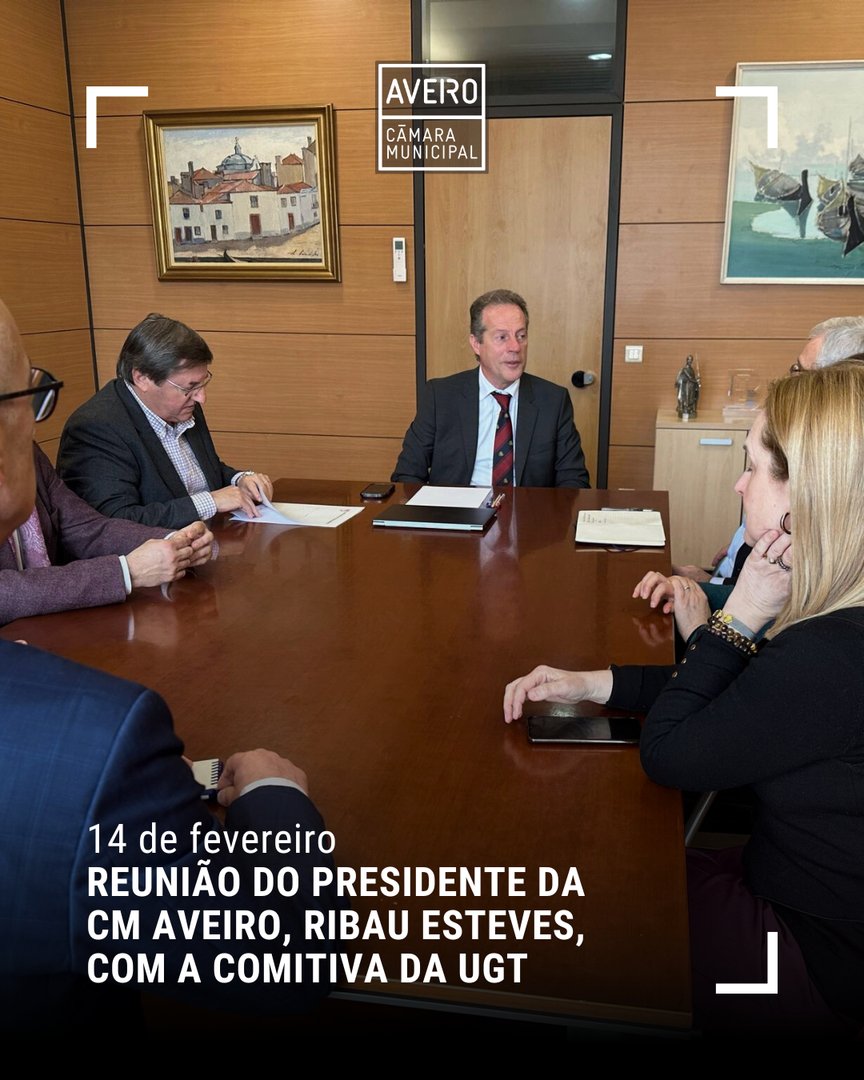 Município de Aveiro (@cmaveiro) on Twitter photo O <a href="/PresCMAveiro/">José Ribau Esteves</a> reuniu esta manhã com uma comitiva da UGT, liderada pelo Secretário-Geral da UGT, Mário Mourão, e pela Presidente da UGT Lucinda Damâso.
#municipiodeaveiro #aveiro O <a href="/PresCMAveiro/">José Ribau Esteves</a> reuniu esta manhã com uma comitiva da UGT, liderada pelo Secretário-Geral da UGT, Mário Mourão, e pela Presidente da UGT Lucinda Damâso.
#municipiodeaveiro #aveiro