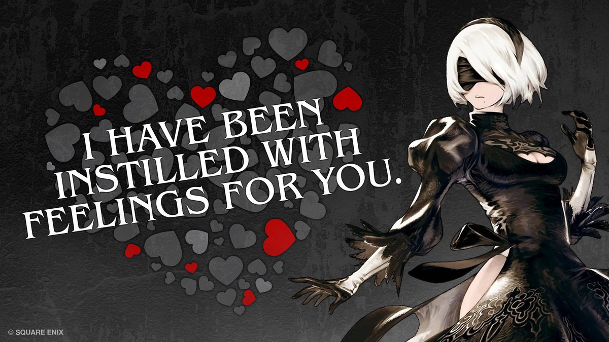 NieRGame's tweet photo. Roses are red,
Lunar Tears are white,
We made you some Valentines,
We hope they're alright. https://t.co/rLOCU1JDDu