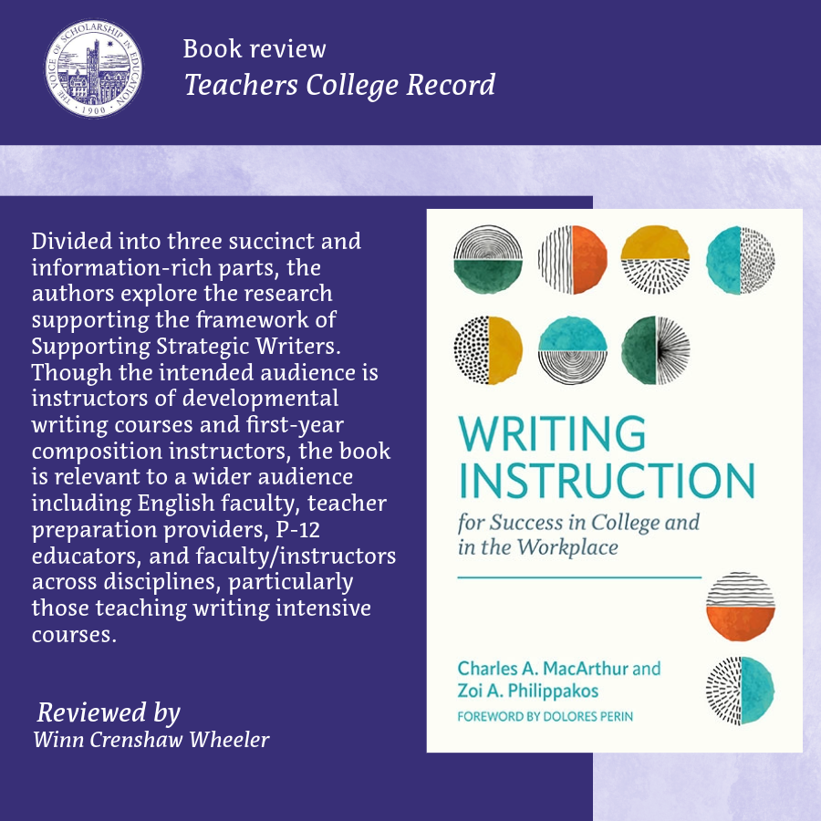 TC Record (@tcrecord) on Twitter photo Drs. MacArthur and <a href="/ZoiPhilippakos/">Zoi Philippakos</a> explore the “deep need to address writing development as a matter of both equity and access.” Read Dr. Crenshaw’s review here: ow.ly/J6rJ50UTo4F <a href="/bellarmineU/">Bellarmine University⚔️</a> <a href="/TCPress/">Teachers College Press</a> Drs. MacArthur and <a href="/ZoiPhilippakos/">Zoi Philippakos</a> explore the “deep need to address writing development as a matter of both equity and access.” Read Dr. Crenshaw’s review here: ow.ly/J6rJ50UTo4F <a href="/bellarmineU/">Bellarmine University⚔️</a> <a href="/TCPress/">Teachers College Press</a>