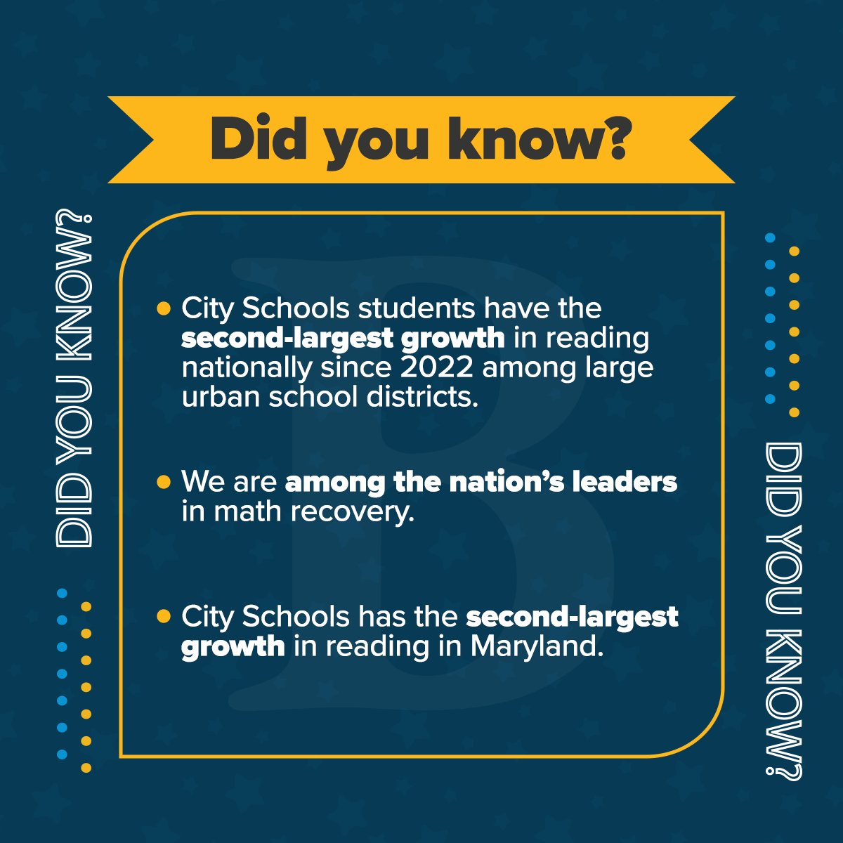 City Schools students have some of the highest academic improvement in the country according to the Nation's Report Card. Learn more: baltimorecityschools.org/article/2030654
