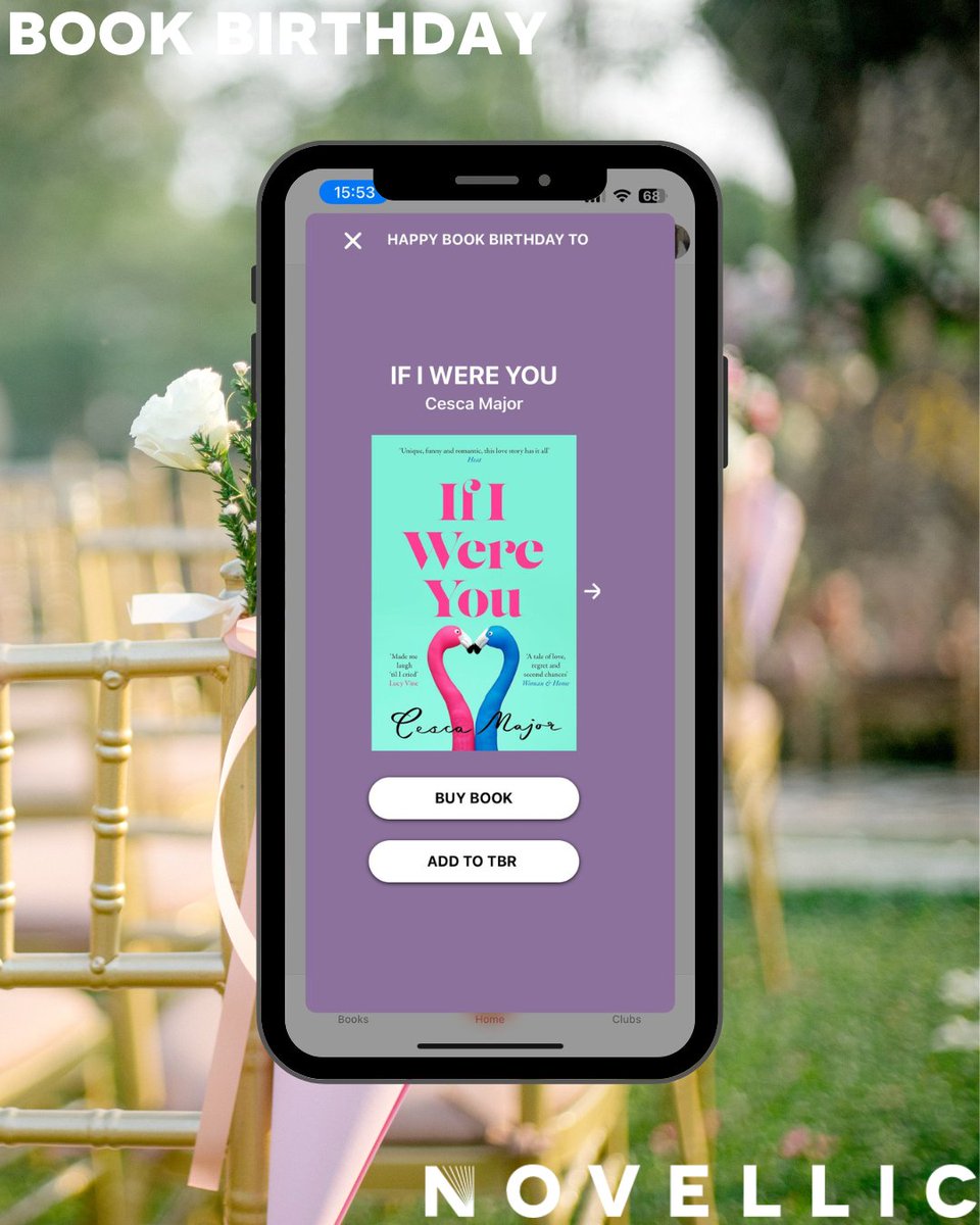 Novellic - The Book Club App (@benovellic) on Twitter photo Wishing <a href="/CescaMajor/">Cesca Major</a> and <a href="/HarperFiction/">HarperFiction</a> a very happy #bookbirthday on the #publication of If I Were You!
Amy and Flynn love each other - but don't always understand each other. Cue a body swap and Amy's sister's wedding...what could possibly go wrong?
#IfIWereYou #Romance Wishing <a href="/CescaMajor/">Cesca Major</a> and <a href="/HarperFiction/">HarperFiction</a> a very happy #bookbirthday on the #publication of If I Were You!
Amy and Flynn love each other - but don't always understand each other. Cue a body swap and Amy's sister's wedding...what could possibly go wrong?
#IfIWereYou #Romance