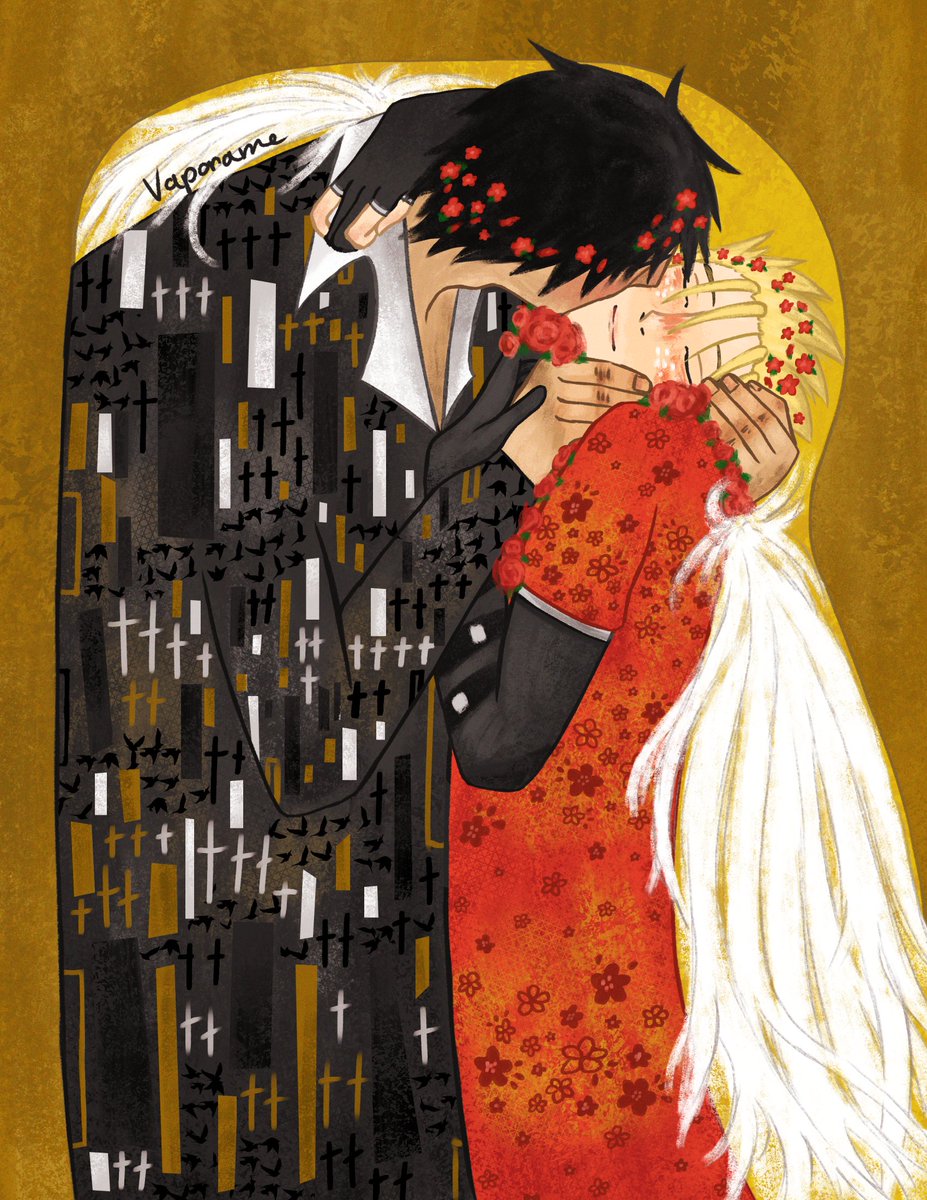Vaporame's tweet photo. the kiss #trigun #WV 
for valentine's ❣️ https://t.co/39P4IMmk0G