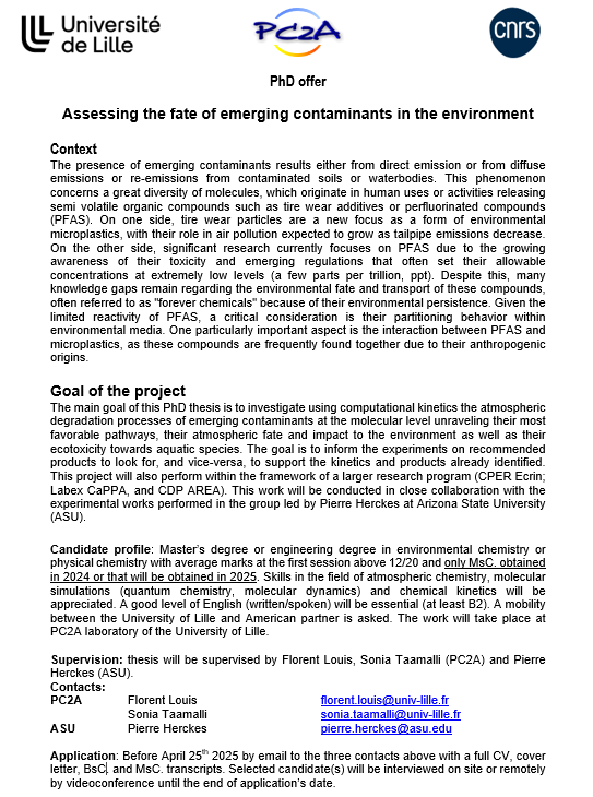 2 positions open in my group.
Interested in theoretical atmospheric chemistry?
🎯 Why Joining Us? 🎯
- Collaborate with leading experts in the field
- Be part of a dynamic and supportive research team
- Opportunities for international collaborations
<a href="/RechercheUlille/">Recherche - Université de Lille</a> 
Reposts 😊
