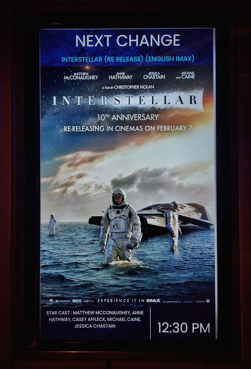 KPRIME101's tweet photo. Dear 13.02.2025,
I WILL CHERISH YOU FOREVER!!!
SURREAL!!! STILL CAN'T BELIEVE THIS HAPPENED!!! #Interstellar #10thAnniversary #ChristopherNolan
@Interstellar @WarnerBrosIndia
@IMAX @INOXMovies @_PVRCinemas @PicturesPVR @bookmyshow #InterstellarRerelease #interstellarIMAX https://t.co/RHWbDx3mFD