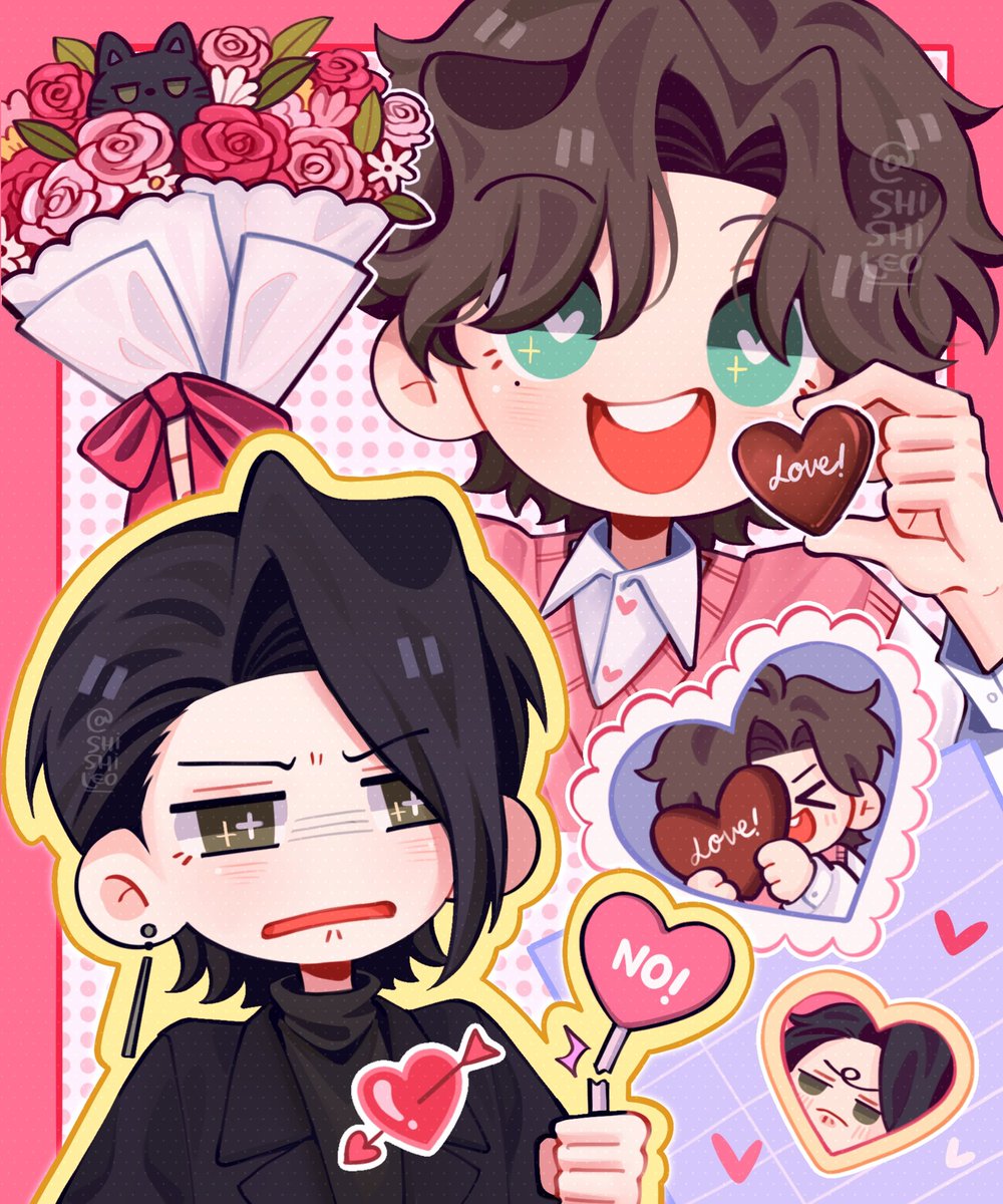 shishileo__'s tweet photo. Happy Valentine's Day! 🍖🍃🦋🌸💘✨ https://t.co/ASAkKGGnKF
